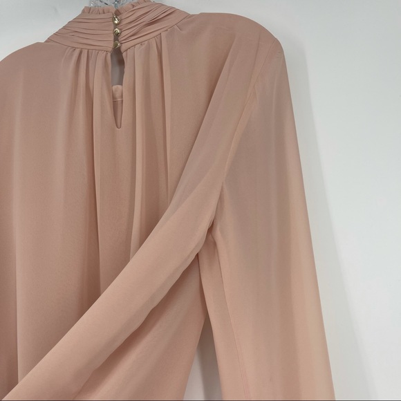 NWT Vince Camuto Pink High Neck Pleated Blouse LG - Picture 15 of 16